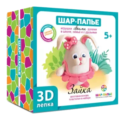 Набор для творчества Шар-папье "Зайка 3D лепка" с пластилином